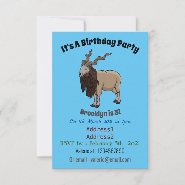 Cartoon Markhor Einladung (Vorderseite)