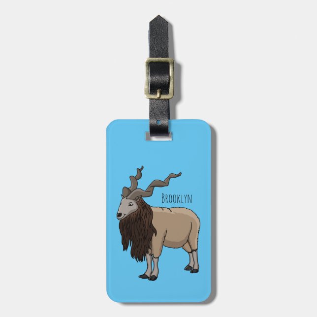 Cartoon Markhor Gepäckanhänger (Vorderseite vertikal)