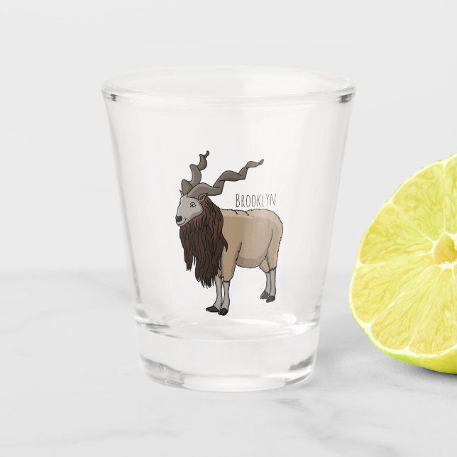 Cartoon Markhor Schnapsglas (Vorderseite)