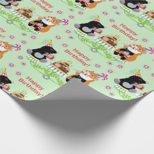 Cartoon Maulwurm und Hamster.Herzlichen Glückwuns Geschenkpapier