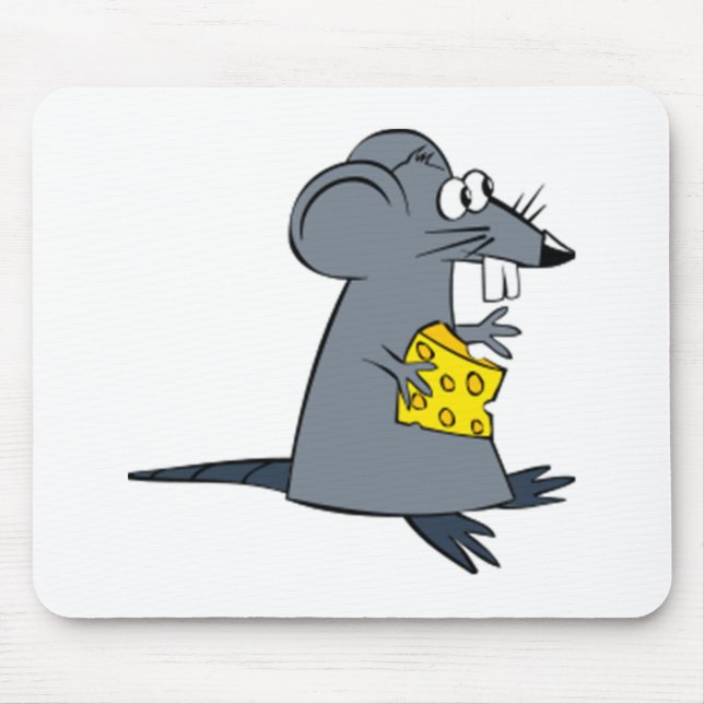 Cartoon-Maus mit Käse Mousepad (Vorne)