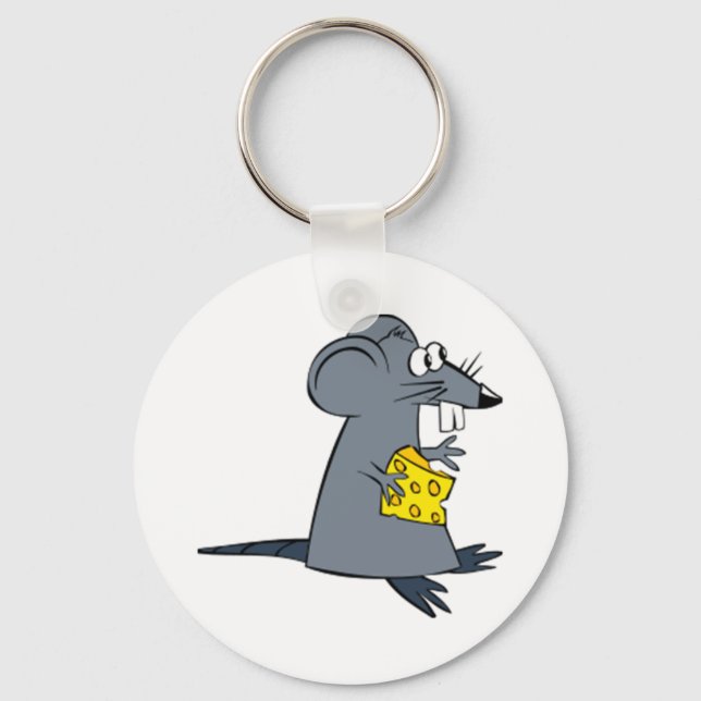 Cartoon Maus mit Käse Schlüsselanhänger (Vorderseite)