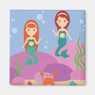 Cartoon Meerjungfrauen schwimmen im Meer Magnet