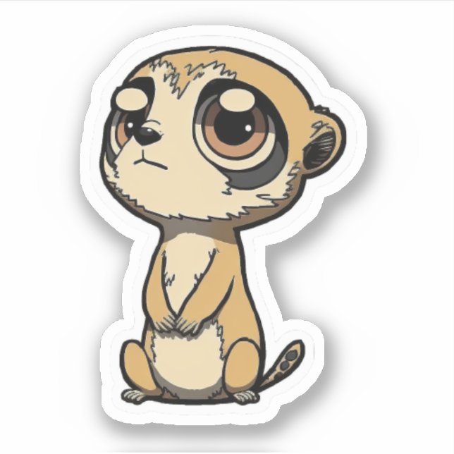 Cartoon Meerkat gros yeux tristes Sticker (Devant)