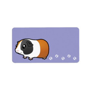 Cartoon-Meerschweinchen (glattes Haar) Adressaufkleber