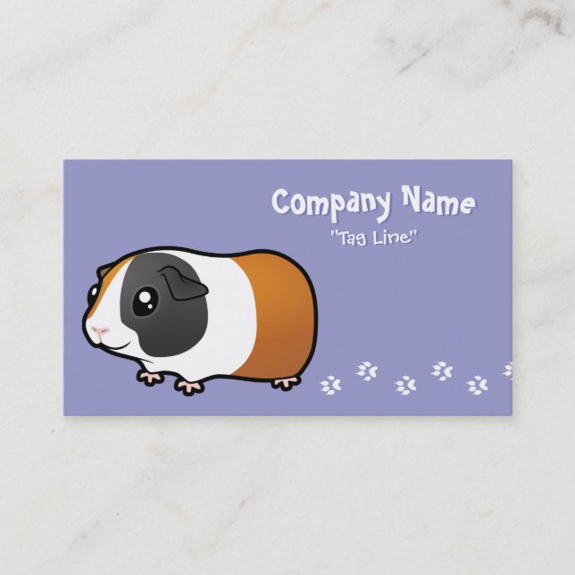 Cartoon-Meerschweinchen (glattes Haar) Visitenkarte (Vorderseite)