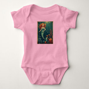 Cartoon Mermaid Beach Adorable Ocean Themed Baby Strampler