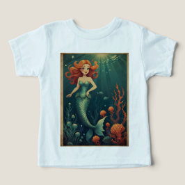 Cartoon Mermaid Girls T-Shirt Whimsical Ocean