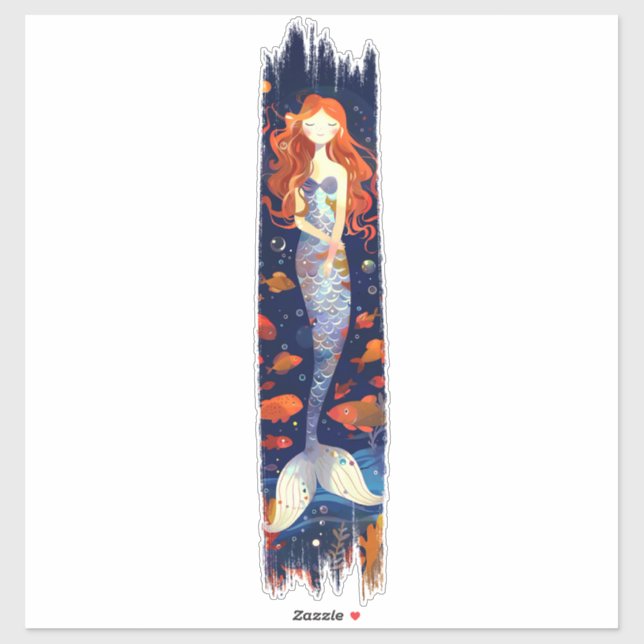 Cartoon Mermaid Pinstrich Paint Aufkleber (Blatt)