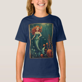 Cartoon Mermaid spielend Unterwasser-Design T-Shirt