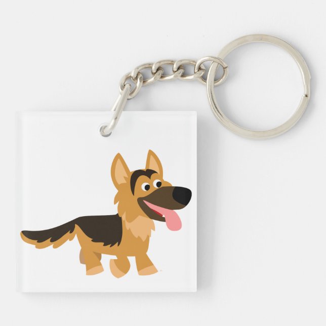 Cartoon mignon Allemand Berger Chien Porte - clé a (Dos)