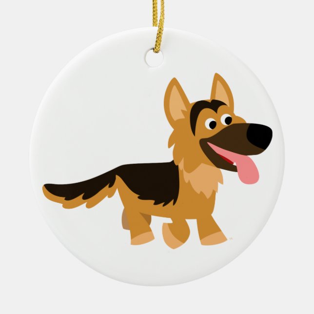 Cartoon mignon Allemand Berger Ornement de chien (Devant)