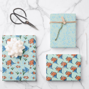 Cartoon mignon FisWrapping Papier plat Ensemble de