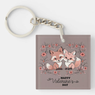 Cartoon mignon Fox Amateurs Coeurs Saint Valentin