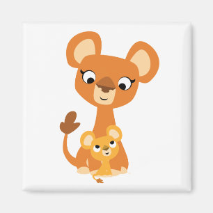 Cartoon mignon Mère Lion et petit aimant