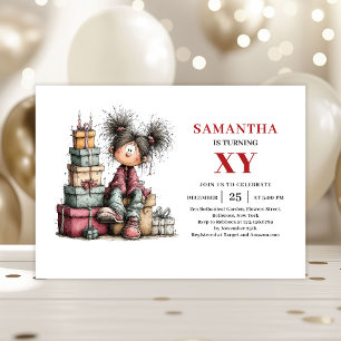 Cartoon Mignon Petite Fille Fantaisie Invitations 