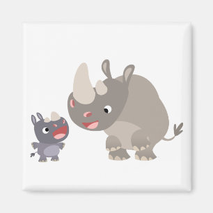 Cartoon mignon Rhino Baby & Big Rhino Magnet