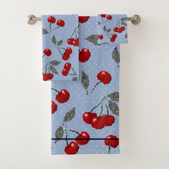 Cartoon mignon rouge cerise baies vert feuille ble (En situation)