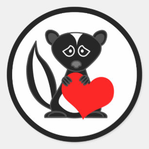 Cartoon mignon Sad Skunk Holt Stickers coeur