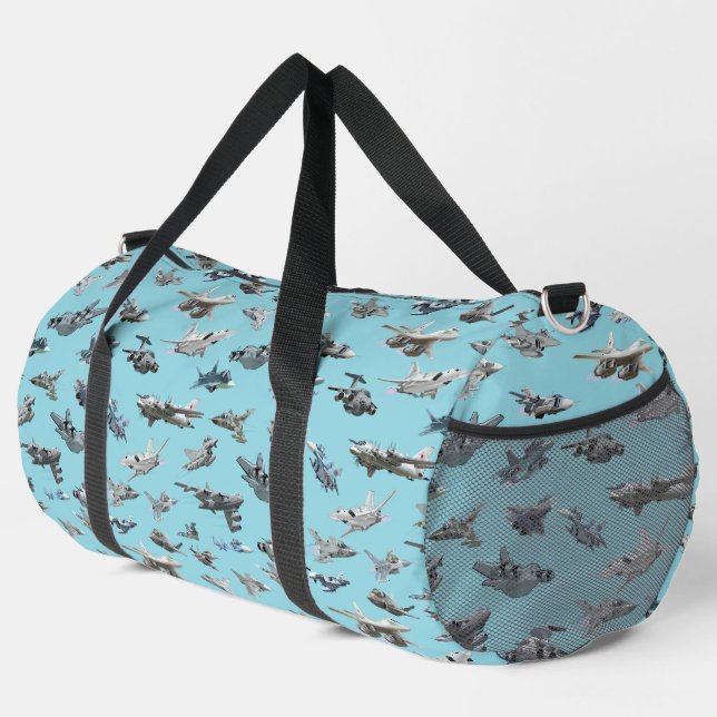 Cartoon-Militärflugzeuge nahtlos Duffle Bag (Rechte Ecke)