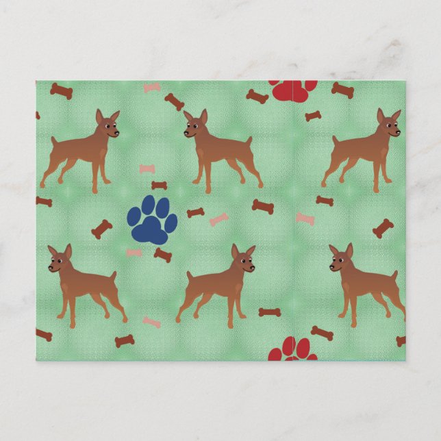 Cartoon Miniature Pinscher Postkarte (Vorderseite)