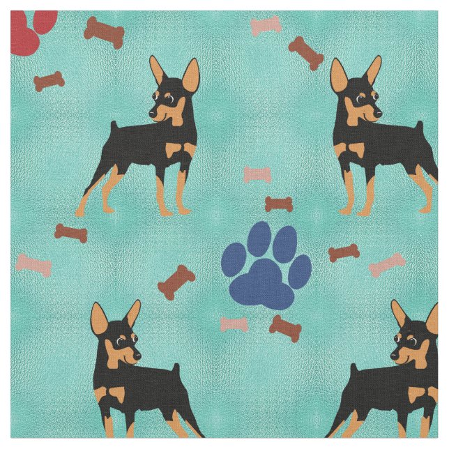 Cartoon Miniature Pinscher Stoff (Nahaufnahme)