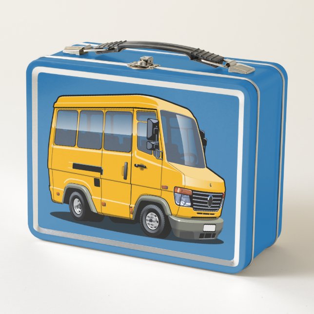 Cartoon Minibus Metall Brotdose (Vorderseite)
