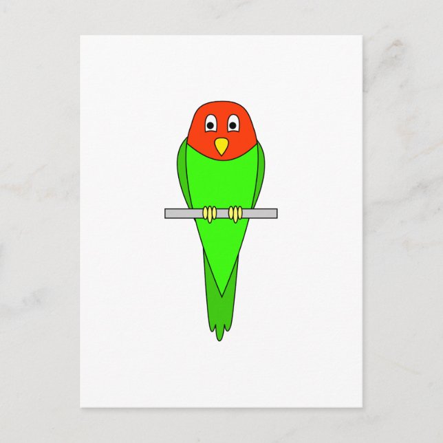 Cartoon mit Parkett. Vogel auf einer Terrasse. Postkarte (Vorderseite)