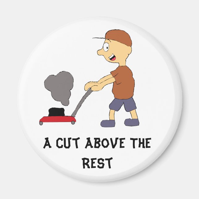 Cartoon mit Rasenmäher Magnet (Vorne)