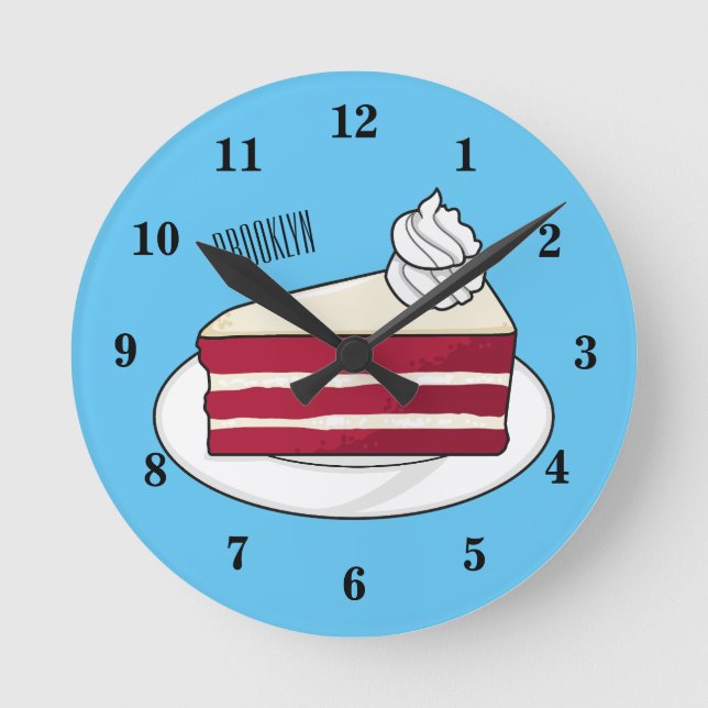 Cartoon mit Rotsamt Runde Wanduhr (Vorderseite)