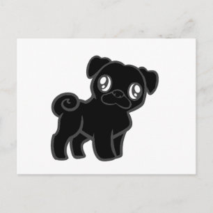 Cartoon mit schwarzem Mops Postkarte