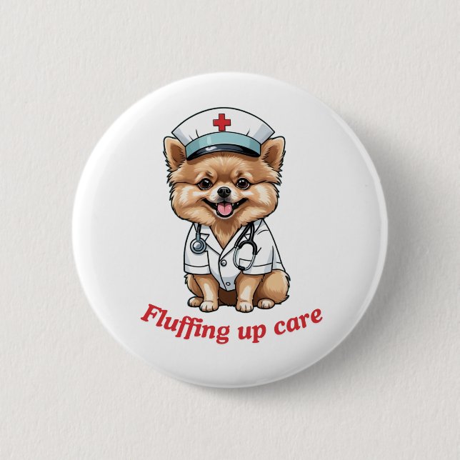 Cartoon mit Spitz Dog Design - Schaltfläche Button (Vorderseite)