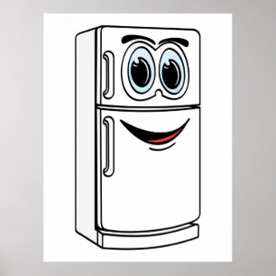 Cartoon mit weißem Kühlschrank Poster