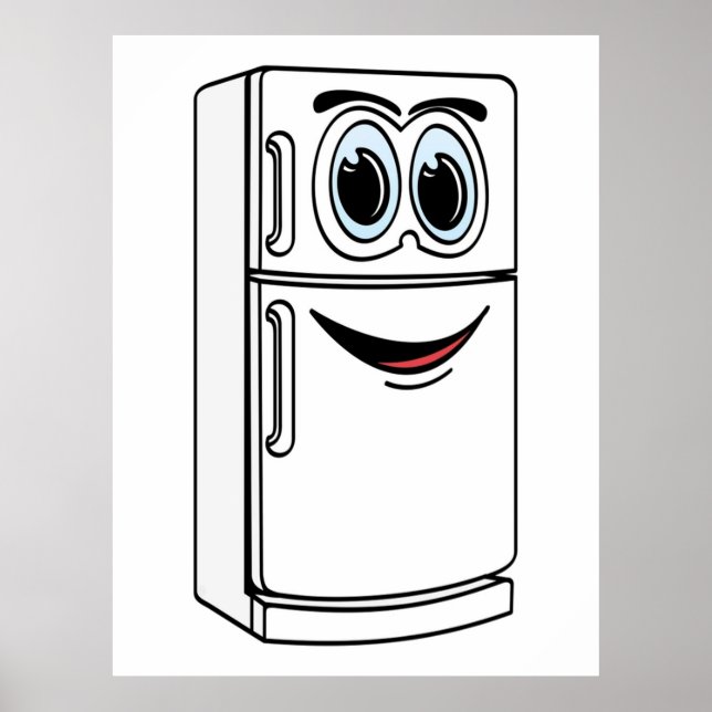 Cartoon mit weißem Kühlschrank Poster (Vorne)