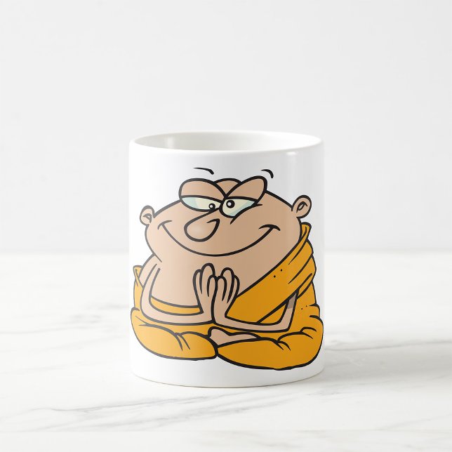 Cartoon Monk Meditation Kaffeetasse (Von Creator hochgeladen)