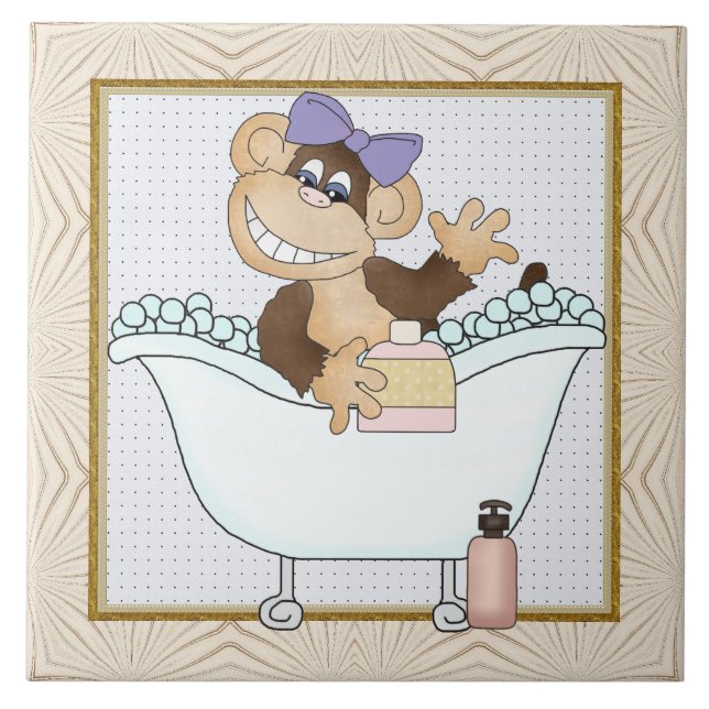 Cartoon Monkey Badewanne Unterhaltungsfliesen Fliese (Vorderseite)