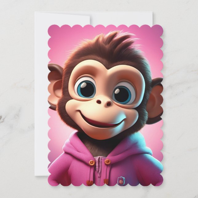 Cartoon Monkey Flat Mitteilungskarten (Vorderseite)