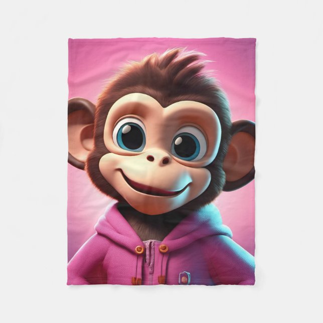 Cartoon Monkey Fleece Blanket (Vorderseite)