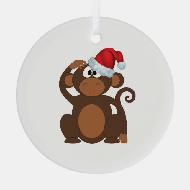 Cartoon Monkey Glass Ornament (Rückseite)
