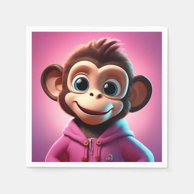 Cartoon Monkey Standard Cocktail Napkins Serviette (Vorderseite)