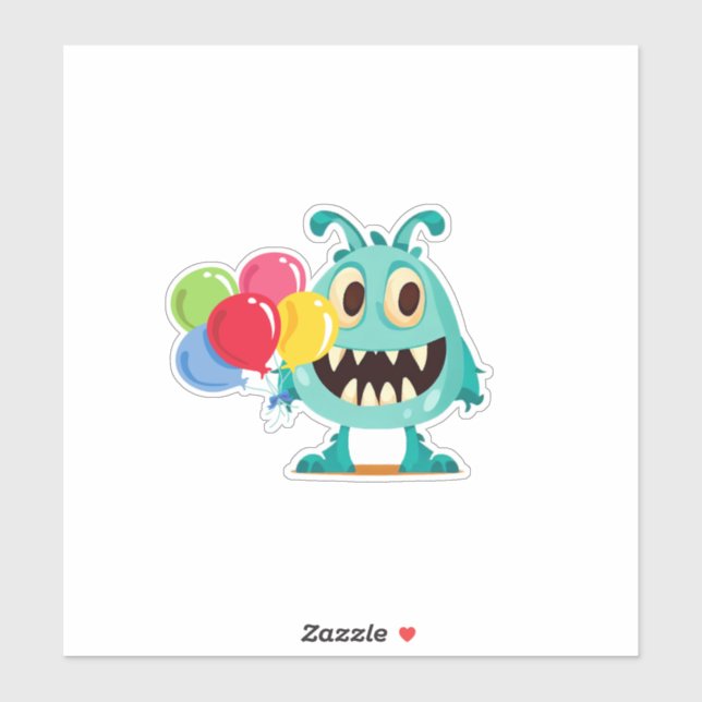 Cartoon-Monster/Alien-Ballon Aufkleber (Blatt)