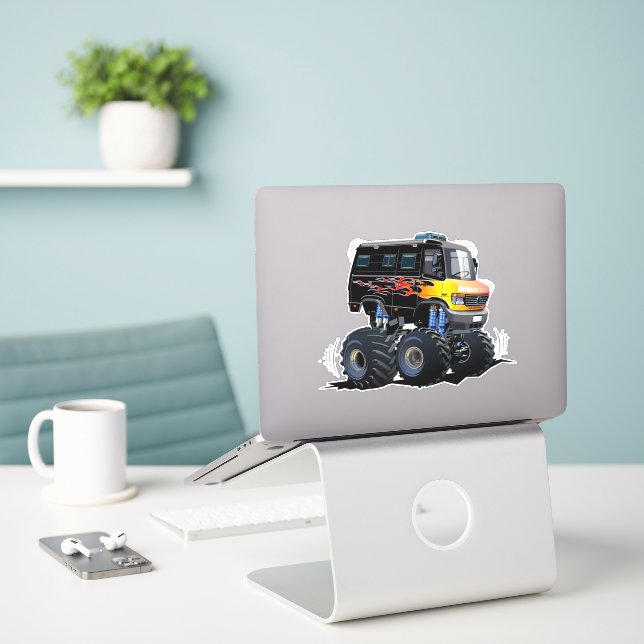 Cartoon-Monster Aufkleber (Laptop auf Schreibtisch)