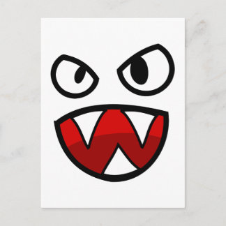 Cartoon Monster Augen und Mund mit scharfen Zähnen Postkarte