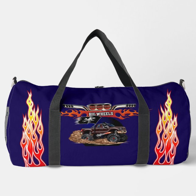 Cartoon Monster LKW große Räder Duffle Bag (Vorderseite)
