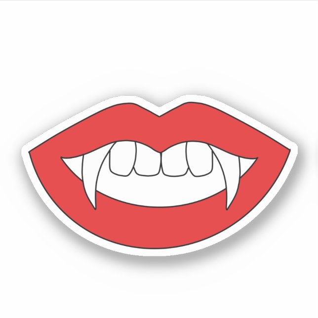 Cartoon Monster Vampir Lippen scharfe Zähne Fangge Aufkleber (Vorderseite)