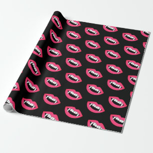 Cartoon Monster Vampir Lippen scharfe Zähne Fangge Geschenkpapier