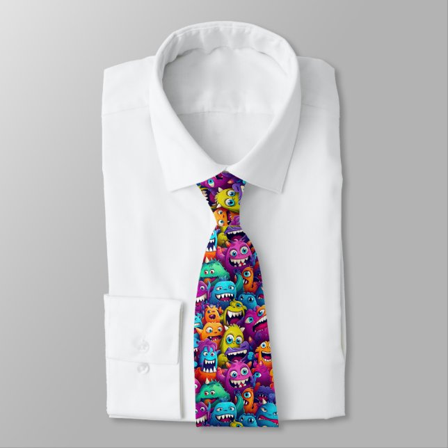 Cartoon Monsters Necktie Krawatte (Gebunden)