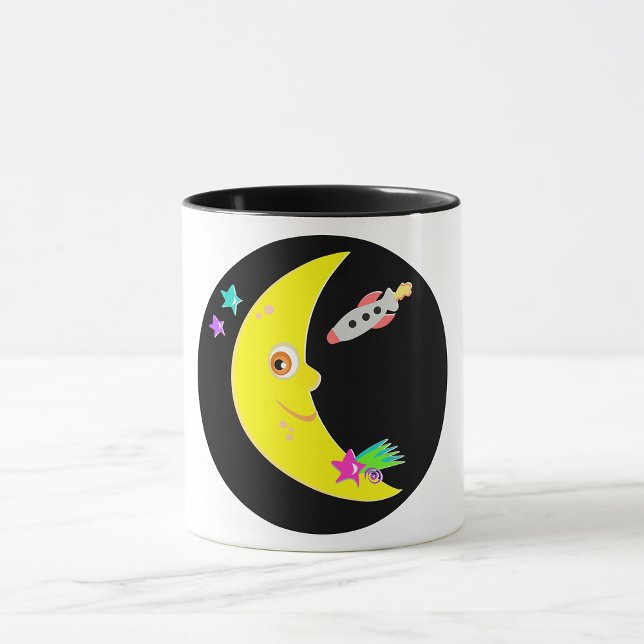 Cartoon Moon Rocket Tasse (Von Creator hochgeladen)