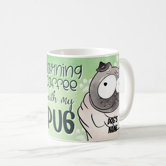 Cartoon Mops Dog Kaffee Tasse, Cup Kaffeetasse (VorderseiteRechts)