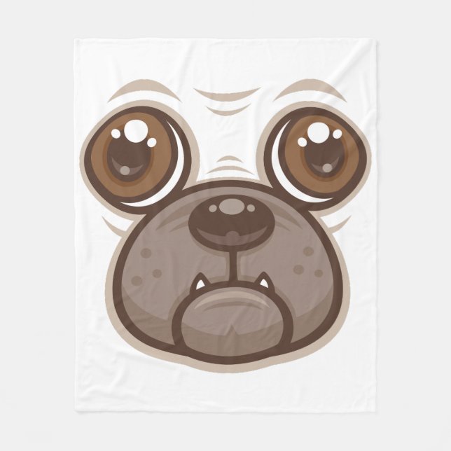 Cartoon-Mops-Gesicht Fleecedecke (Vorderseite)